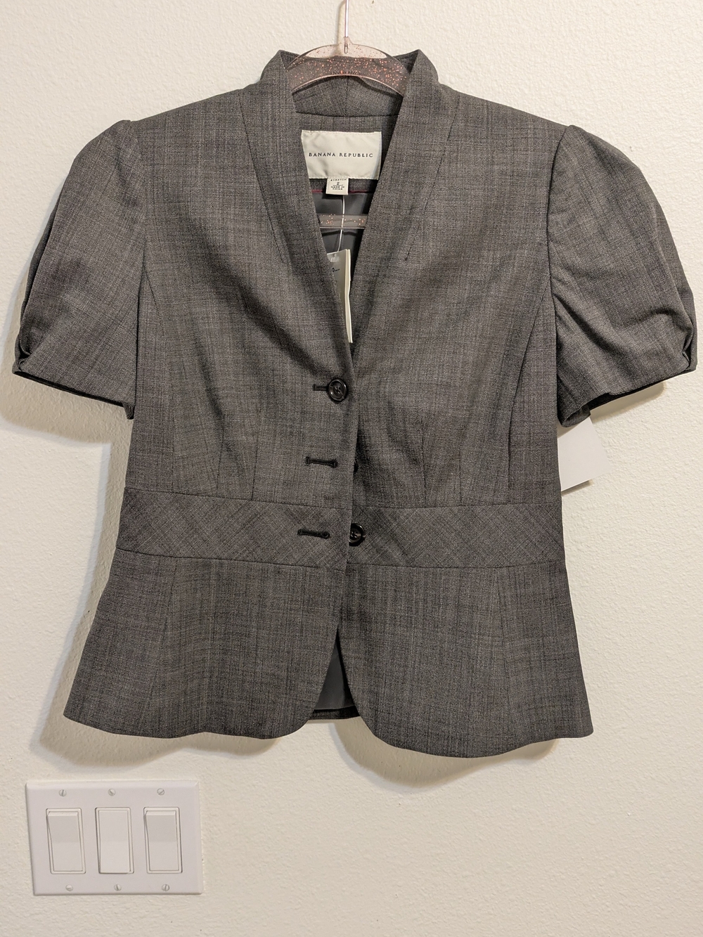 Banana Republic Gray Short-Sleeve Tailored Blazer